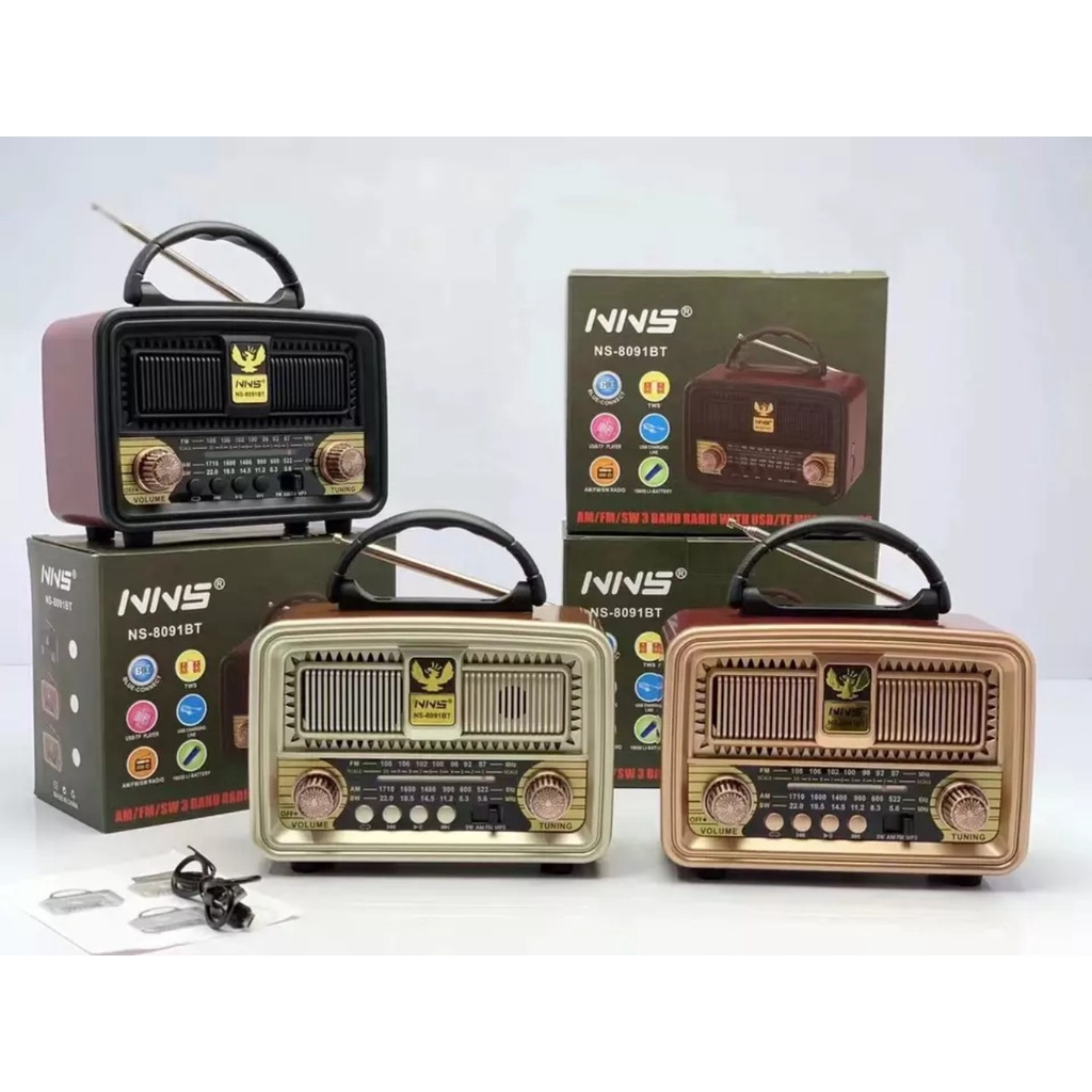 Đài radio NNS-8091BT-8109 BTcó bluetooth FM-AM/FM/SW hình thức Siêu Phẩm cổ điển sang trọng,loa to ,tích hợp pin sạc