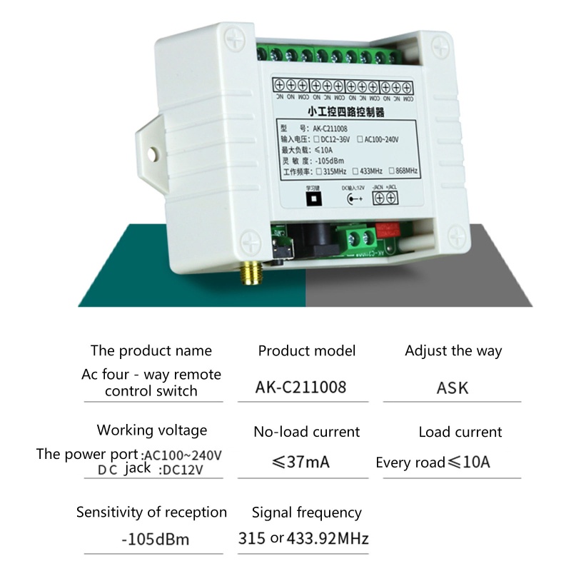 Rơ Le Truyền Nhận Tín Hiệu Điều Khiển Từ Xa LIDU1 DC12V 48V / 220V RF 4 Cho Con