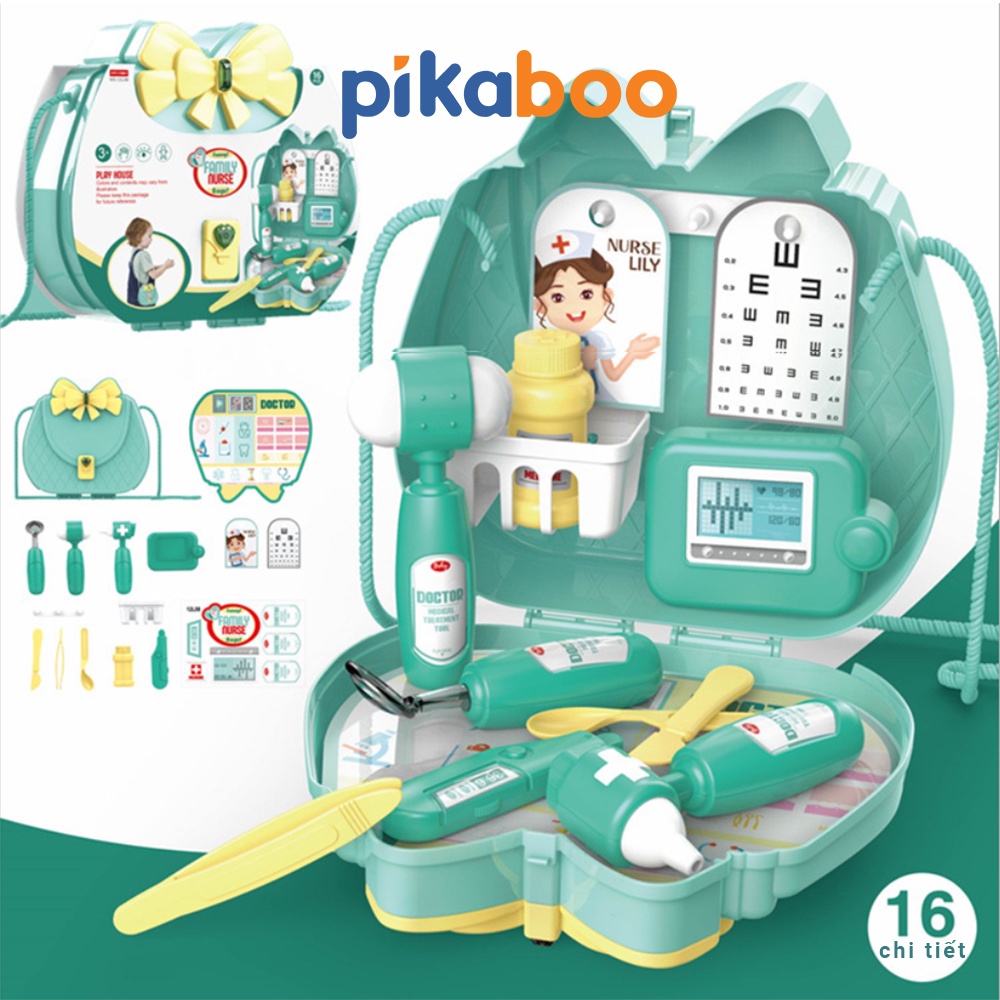 Bộ đồ chơi picnic trang điểm bác sĩ Pikaboo thiết kế nhựa ABS cao cấp màu sắc sinh động giúp kích thích thị giác
