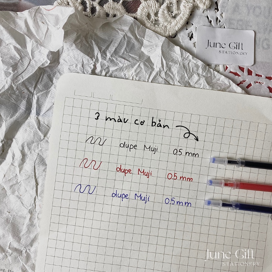 Gói 20 ruột bút nước, bút gel màu xanh, đen, đỏ mực nét đẹp, ghi chép nội dung