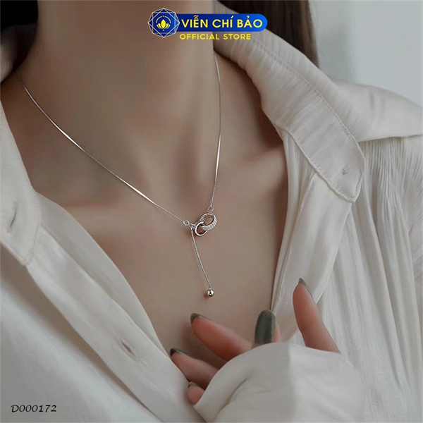 Dây chuyền bạc nữ tròn lồng charm bi chất liệu bạc 925 thời trang phụ kiện trang sức Viễn Chí Bảo D000172