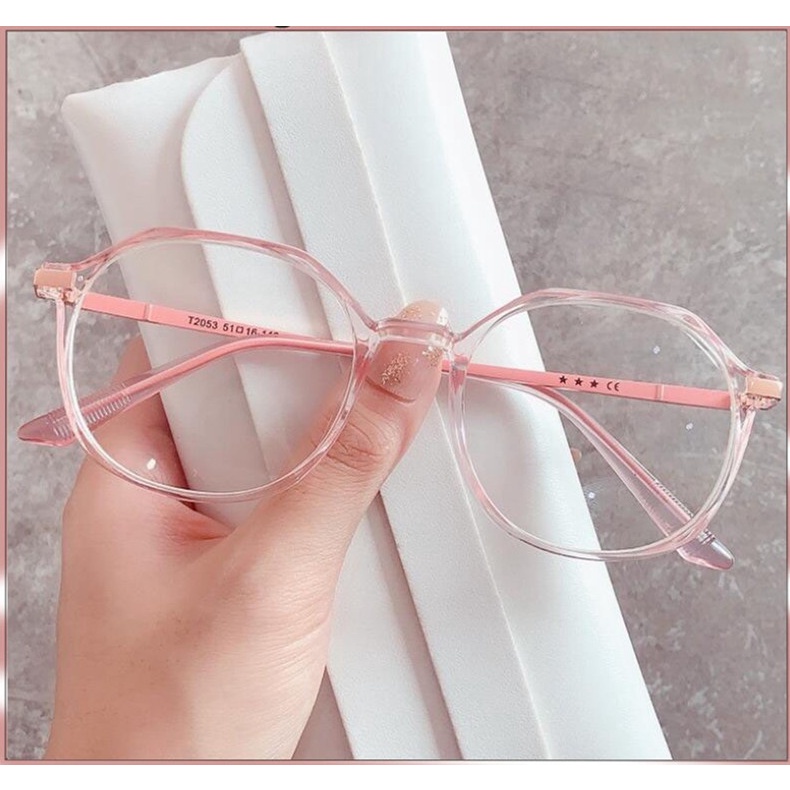 Gọng kính cận thời trang nam nữ 0 độ chống UV chất liệu nhựa kết hợp kim loại - cắt cận đến 5 độ z2053
