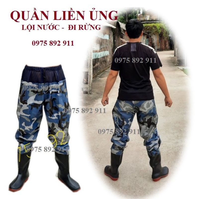 Quần liền ủng lội nước, yếm liền ủng lội nước đi lao động môi trường tiếp súc với nước