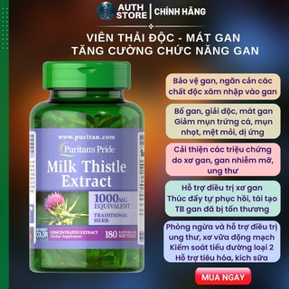 [Bill CHÍNH HÃNG] Bổ gan, thải độc, mát gan Puritan's Pride Milk Thistle 1000mg 90v - 180v