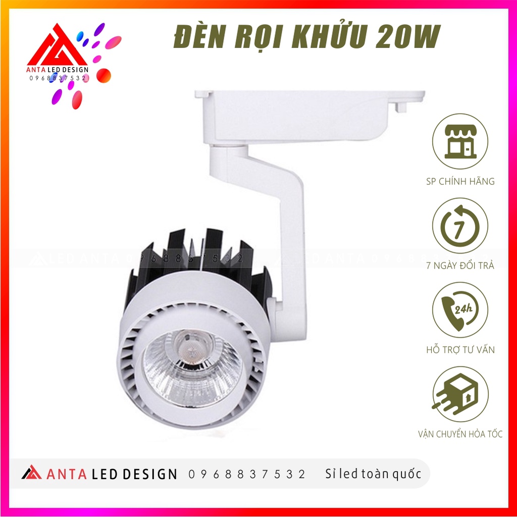 Đèn ray rọi 20w dạng khuỷu xoay 360 độ dùng cho showroom, cửa hàng - đèn rọi ánh sáng trắng, vàng, trung tính