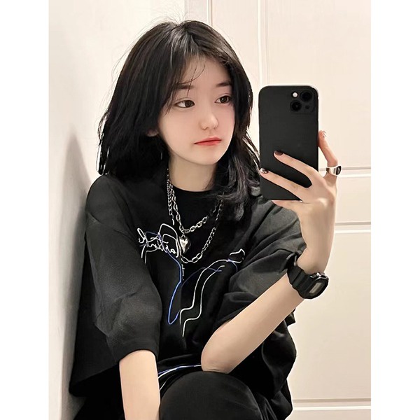 NRVP Áo Thun Unisex Mùa Hè Dáng Suông Tay Cộc Phong Cách Hàn Quốc Cho Nam Nữ