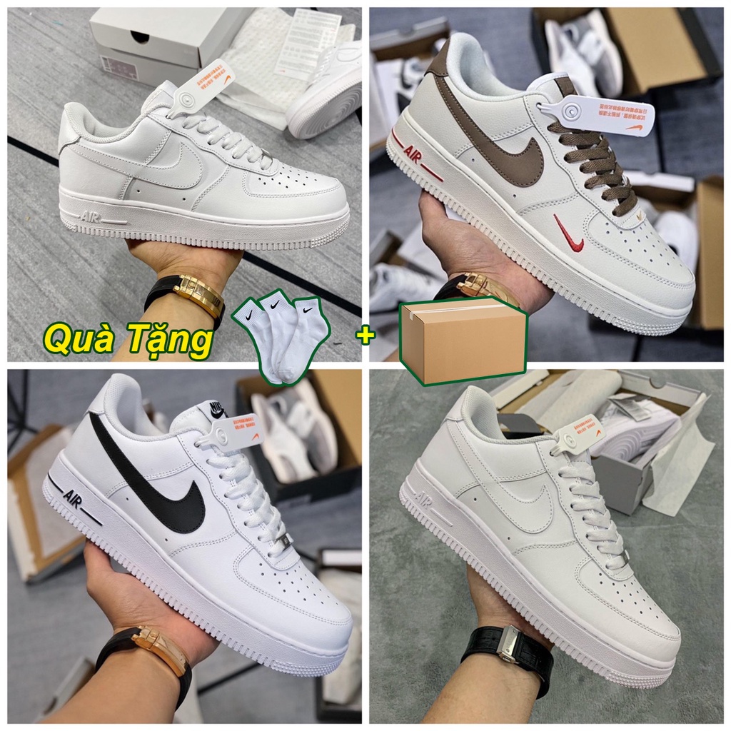 Giày _Nike Air Force 1 Full Trắng,Vệt Đen,Vệt Nâu, Giày Af1 Các Mẫu Đế Air Bản Chuẩn Cực Sịn Đủ Size 36-43