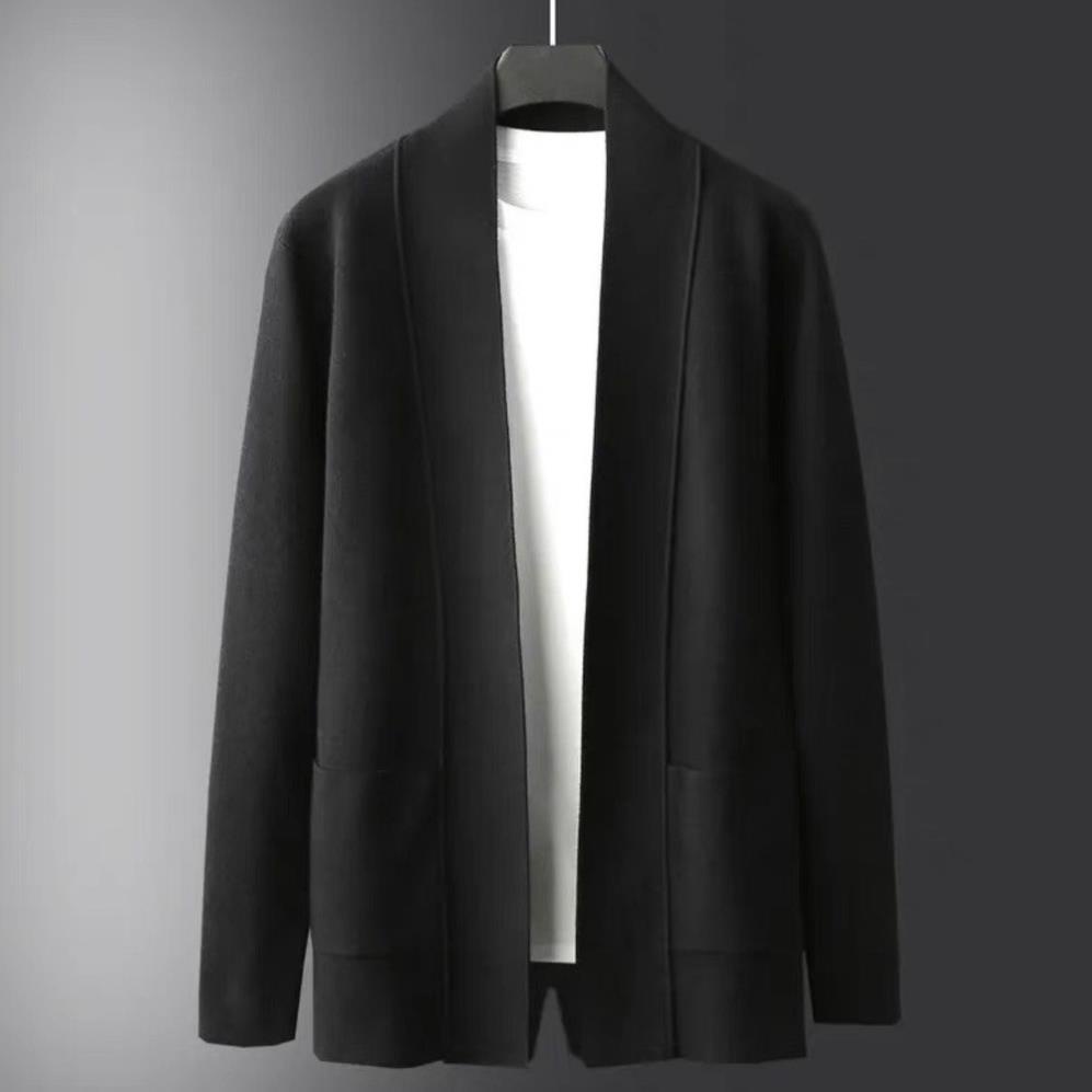 Áo cardigan nam basic chất dạ cao cấp, màu trơn kiểu dáng Hàn Quốc