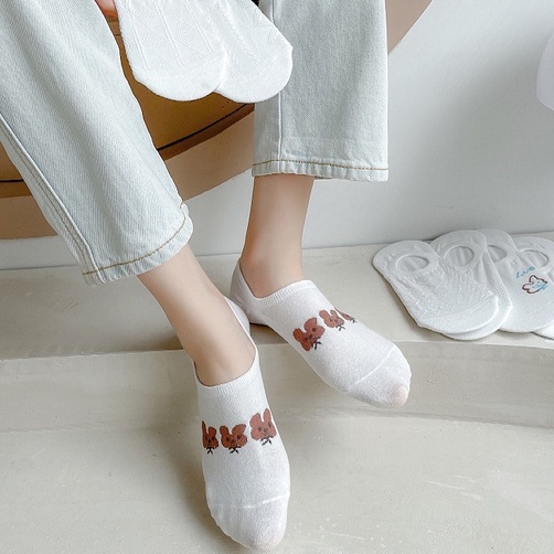 Vớ Cotton Cổ Thấp Phối Ren Thoáng Khí Phong Cách Nhật Bản Dễ Thương Thời Trang Cho Nam Và Nữ
