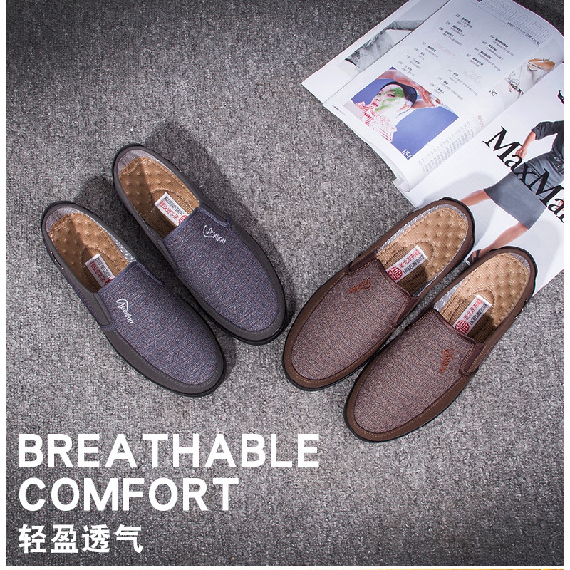 Giày Vải Polyurethane Size Lớn Siêu Nhẹ Thời Trang Xuân Thu Cho Nam Trung Niên