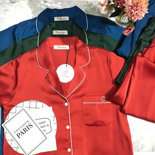 Set pyjamas basic lụa cao cấp áo dài tay quần dài thoải mái, lịch sự