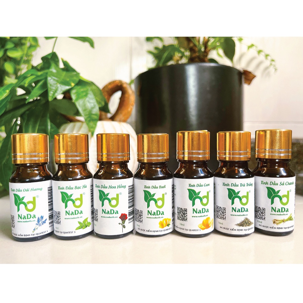 Combo 7 chai tinh dầu Nada thiên nhiên nguyên chất thơm phòng, dễ ngủ, kiểm định Quatest 3 dung tích 10ml