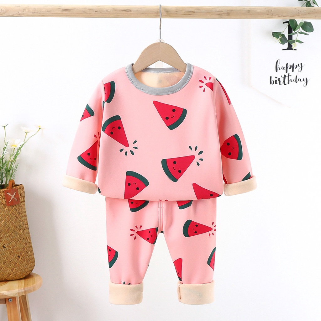 Bộ Đồ Ngủ Tay Dài Giữ Nhiệt Mùa Thu Đông Kích Thước Vừa / Lớn Phong Cách Mới Dành Cho Bé Trai Gái 90-150CM