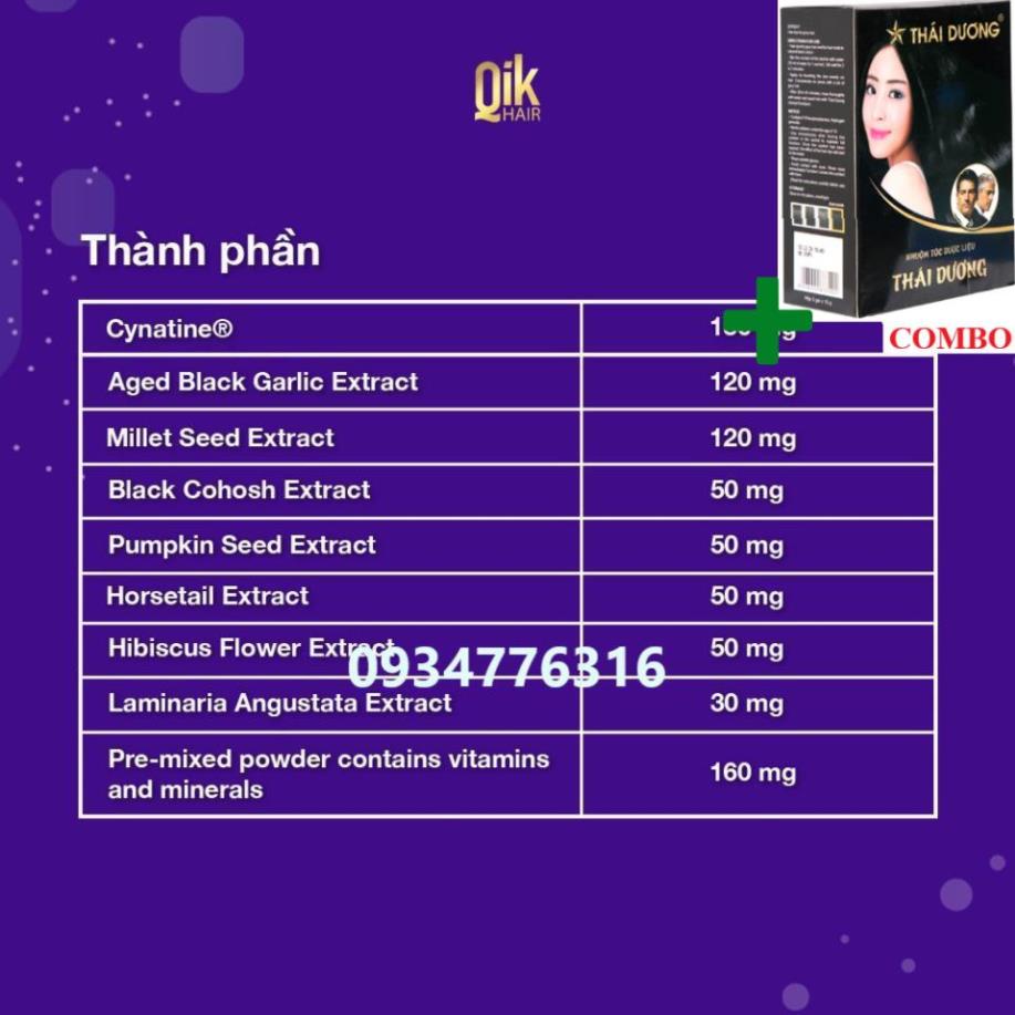 Combo Gội Là Đen Thái Dương+ Viên uống QIK HAIR (cho Nữ) giảm rụng, mọc tóc chắc khỏe (30 viên)
