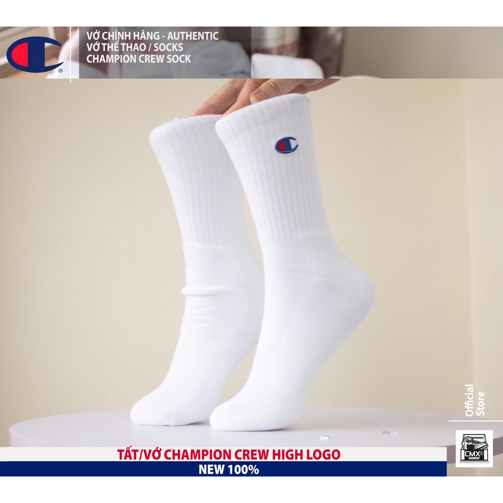 😘  SET Tất / Vớ Thể Thao Champion Crew High Logo Sock - 1 ĐÔI VÀ PACK 3 ĐÔI - REAL AUTHENTIC 100%