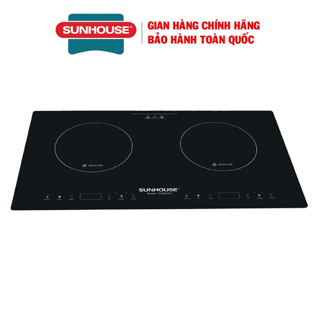 Combo Bếp từ đôi Sunhouse SHB9101 + Máy hút mùi kính cong Sunhouse MAMA MM6707-70 - Thương hiệu Sunhouse MAMA