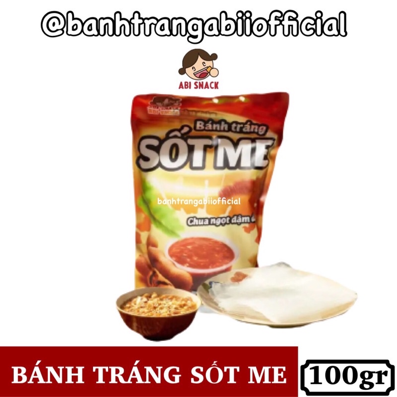 Bánh tráng me Abi chấm sốt me chua ngọt cùi me ăn được dẻo giòn