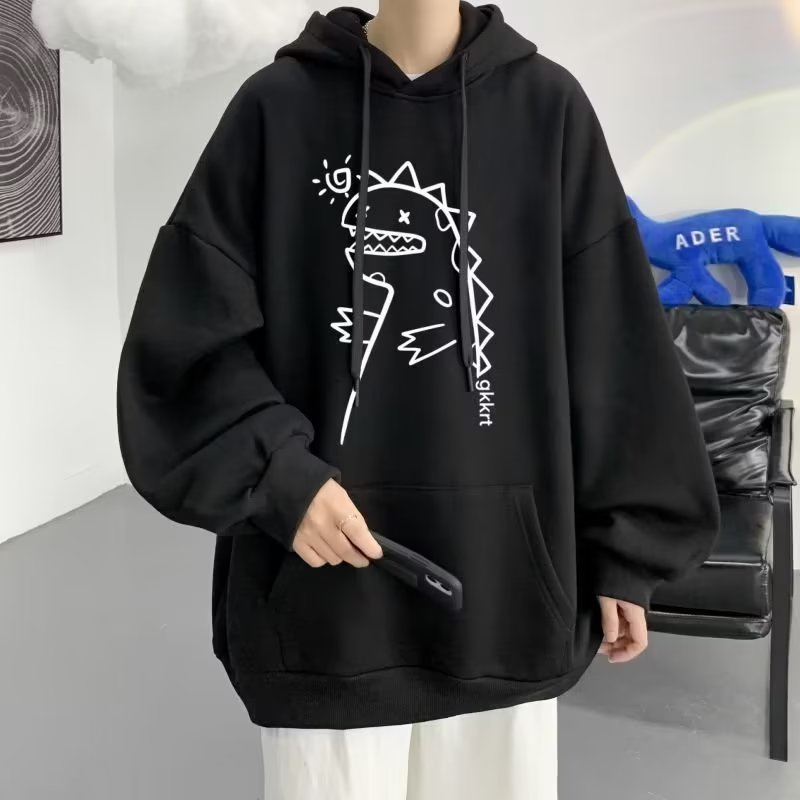 Áo hoodie Dáng Rộng Cỡ Lớn In Họa Tiết Hoạt Hình Phong Cách Hip Hop Đường Phố Hàn Quốc Thời Trang Cho Nam M-5XL