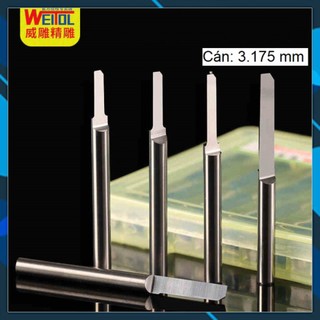 -hộp 10 dao cắt cnc 1 lưỡi đáy phẳng 2a thân 3.175, cắt mica, tấm alu-composite