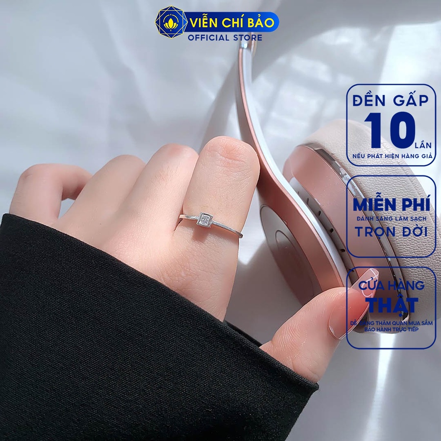Nhẫn bạc nữ hình vuông đá trắng chất liệu bạc 925 thời trang phụ kiện trang sức Viễn Chí bảo N400873