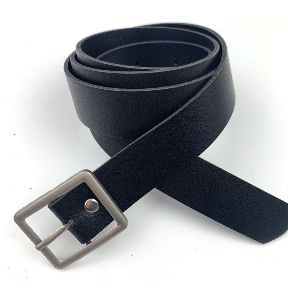 Thắt Lưng Da Màu Trơn Khóa Tròn / Vuông Bằng Hợp Kim Co Giãn Thời Trang Cho Nam Và Nữ J7P9