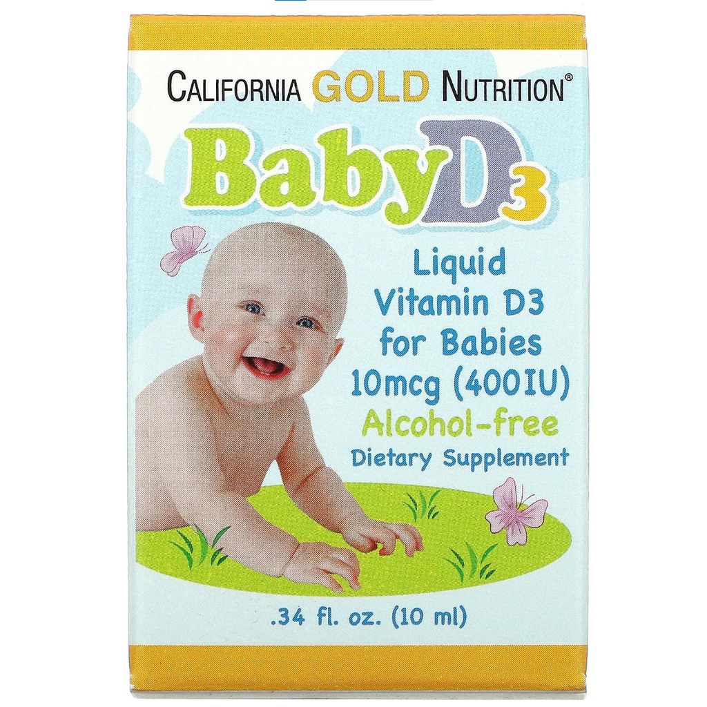 Dung Dịch Vitamin D3 Mỹ Cho Trẻ Sơ Sinh | California Gold Nutrition Baby Vitamin D3 Liquid - 0,34 fl oz [10 ml]