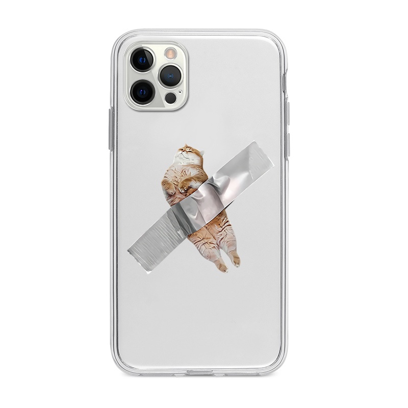 Ốp lưng iphone mèo băng dính vuông trong suốt bảo vệ cam6/6splus/7/7plus/8/8plus/x/xr/xs/11/12/13/14/pro/max/plus/promax