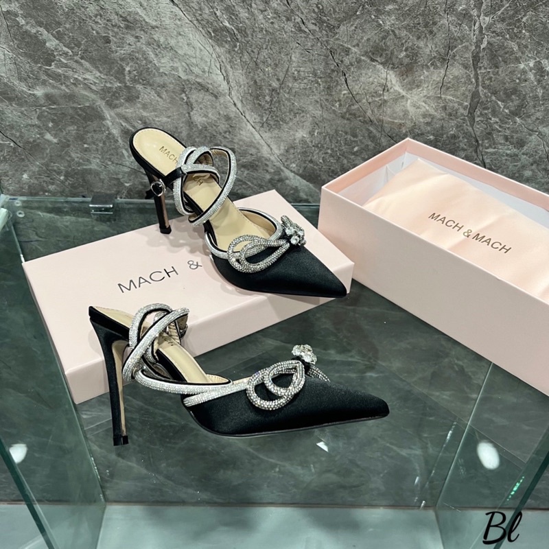 Sandal Nơ Đá Mach&Mach Trắng Đen Mika Full Size 35-39  -  By Anh Dinh Phuong