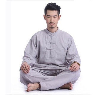 Quần Áo Ngồi Thiền, Đi Lễ Chùa Cao Cấp, Cắt May Thủ Công ZAMBALA - An Bình Nam - Cổ Tàu 3 Nút