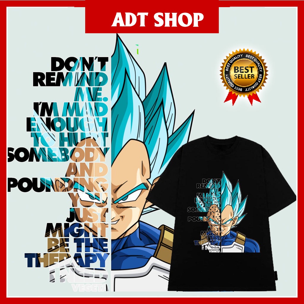 Áo thun in hình VEGETA, áo phông Dragon Ball dáng rộng tay lỡ chất liệu - thoáng mát