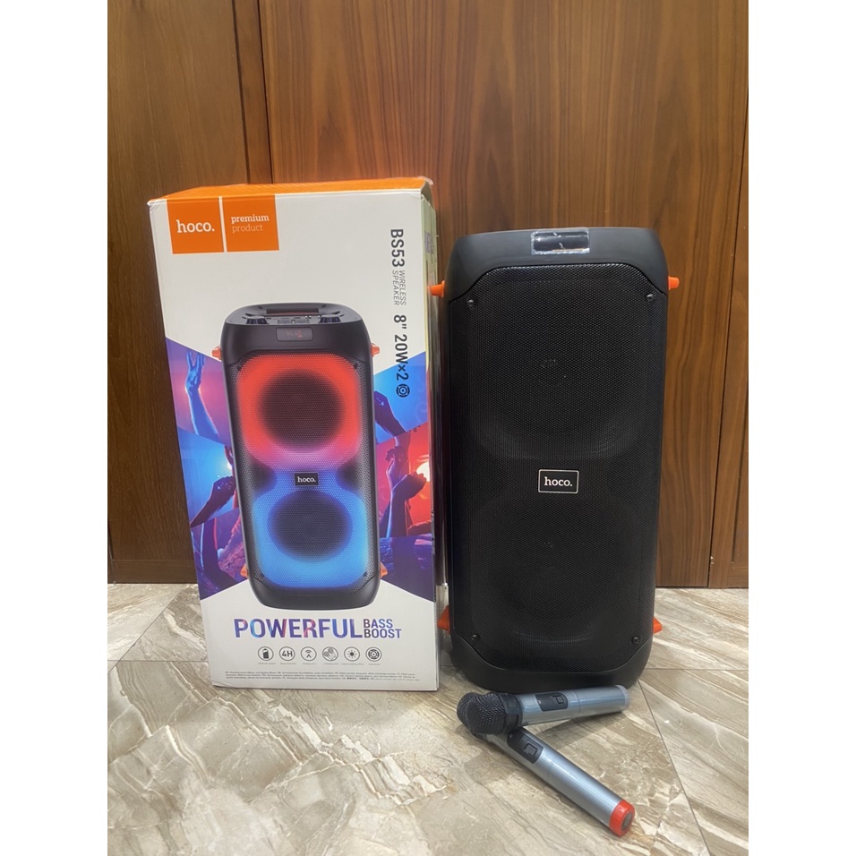 Loa bluetooth di động kèm 2 míc không dây có dây đeo Hoco BS53/hoco BS54