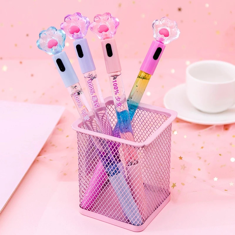 Bút Mực Gel Có Đèn LED Hình Chân Mèo Dễ Thương