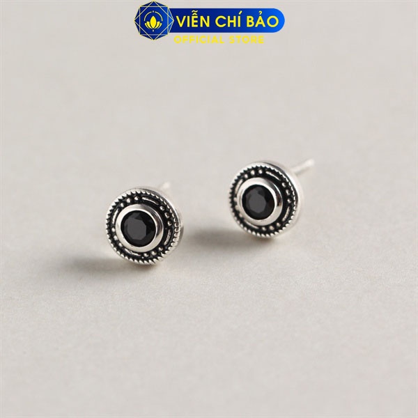 Bông tai móc khóa đính đá chất liệu bạc Thái 925 thời trang phụ kiện trang sức nữ Viễn Chí Bảo B000262