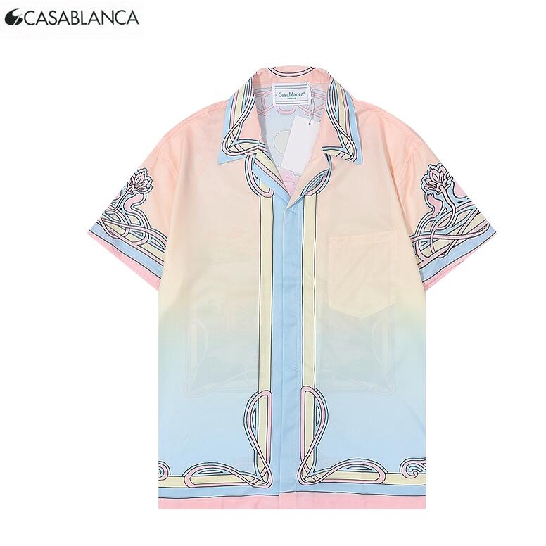 Casablanca Áo Sơ Mi cotton Ngắn Tay In Họa Tiết Thời Trang Dành Cho Nam Và Nữ
