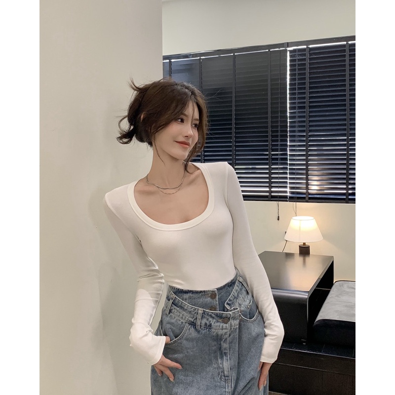 NRVP Áo Thun Nữ Dài Tay Dáng Rộng Thời Trang Hàn Quốc