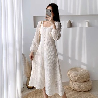 Đầm dáng dài xòe tay dài Emilyshop