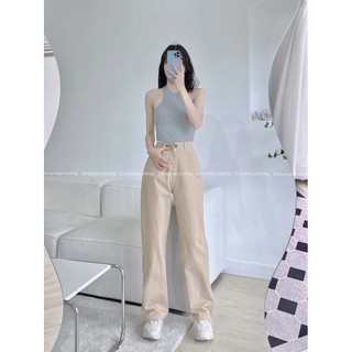 Quần jean nữ ống rộng suông cạp cao Emilyshop (J)