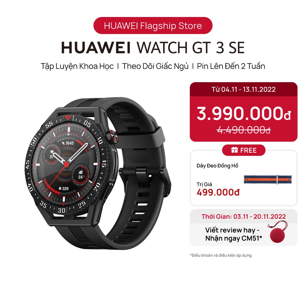 Đồng hồ thông minh HUAWEI WATCH GT 3 SE | Tập luyện khoa học | Theo dõi giấc ngủ | Pin lên đến 2 tuần