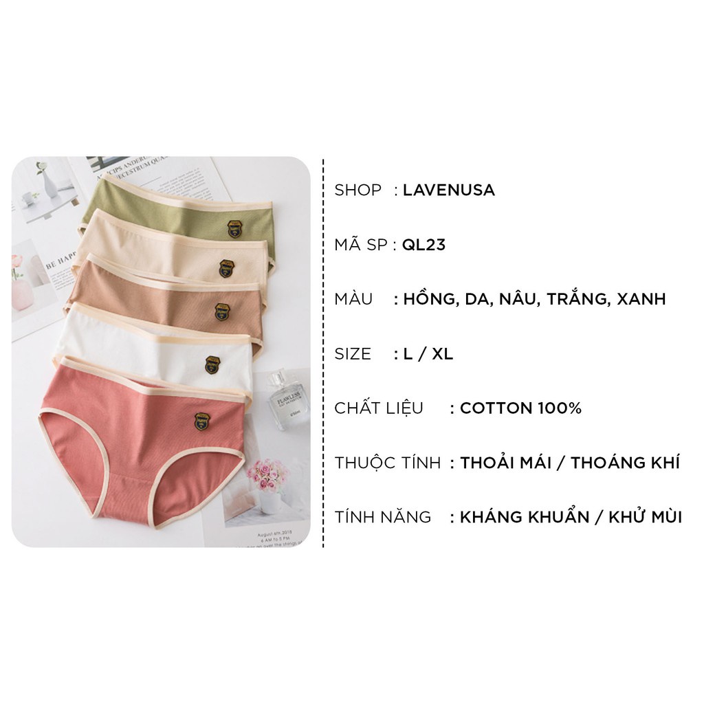 Quần lót cotton nữ kháng khuẩn khử mùi cao cấp set 5 quần LAVENUSA SETQL23