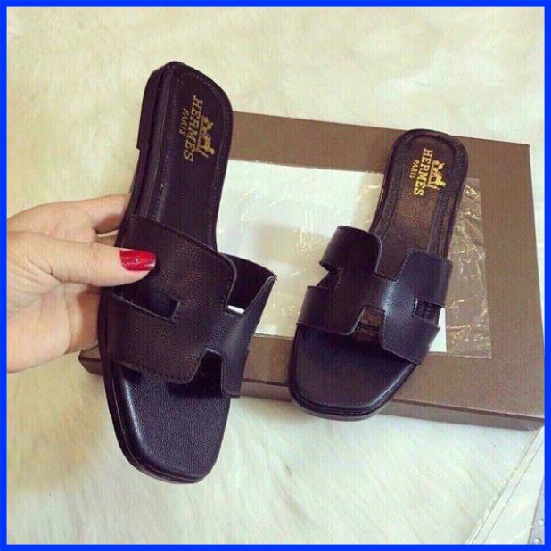 Dép Lê da chữ H trơn, thời trang đế thấp may viền lót chắc chắn