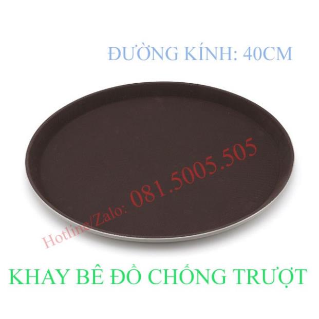 Khay tròn bê đồ chống trượt đường kính 40cm - Khay bê đồ phục vụ nhà hàng quán ăn