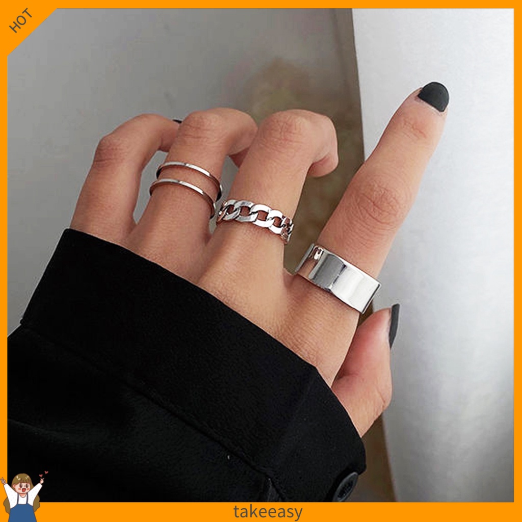 Set 3 Nhẫn Đeo Khớp Ngón Tay Phong Cách Hip Hop Cho Nữ