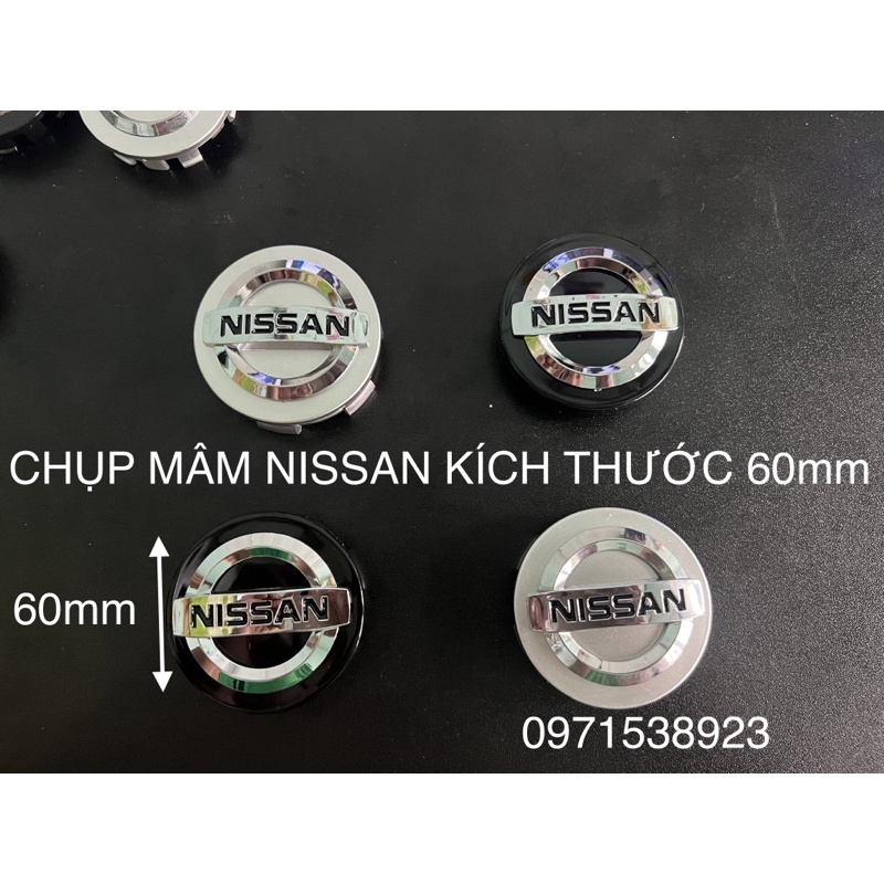 Logo chụp mâm, vành bánh xe ô tô hãng xe Nissan, kích thước 54mm/ 60mm cao cấp
