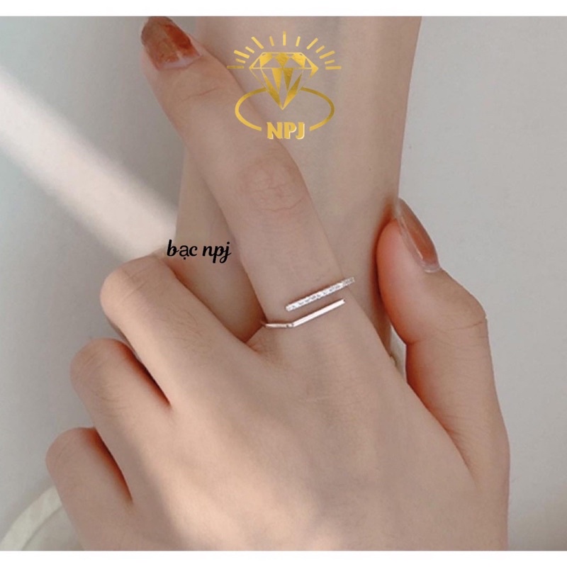 Nhẫn ngang dáng hở ⚡️ XINH XẮN ⚡️nhẫn nữ Bạc Ta - Bạc Npj