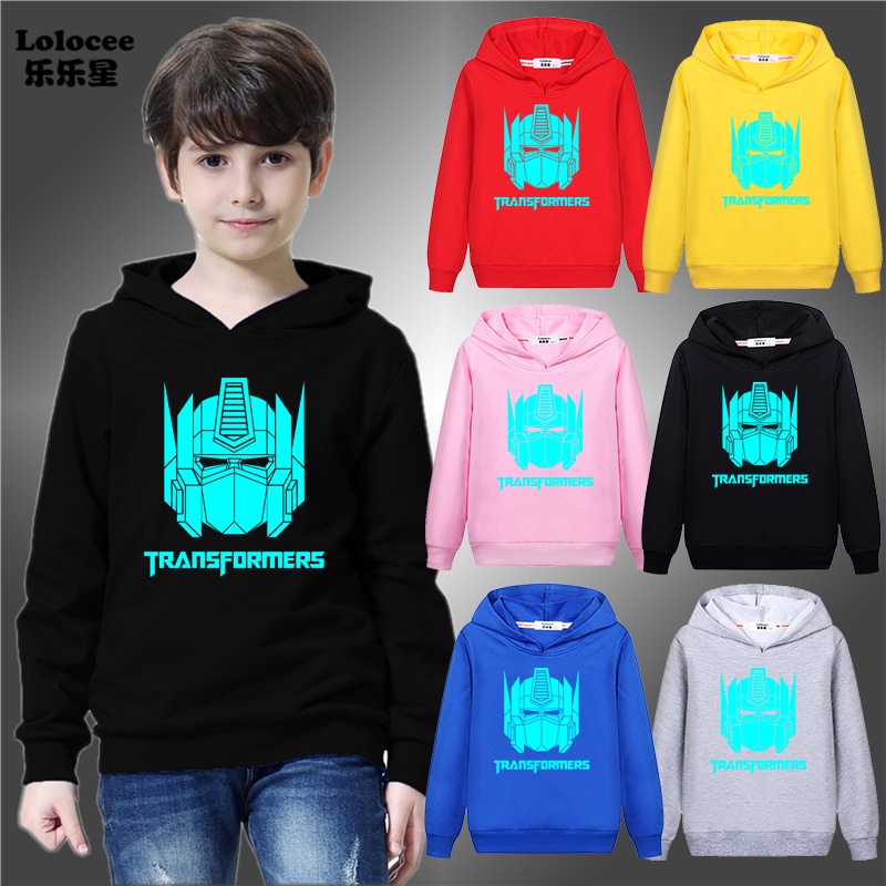 Big Boys Golwing Áo Khoác Hoodie Thể Thao Cơ Bản Tay Dài In Họa Tiết Optimus Dạ Quang Thời Trang Giản Dị Dành Cho Trẻ Em
