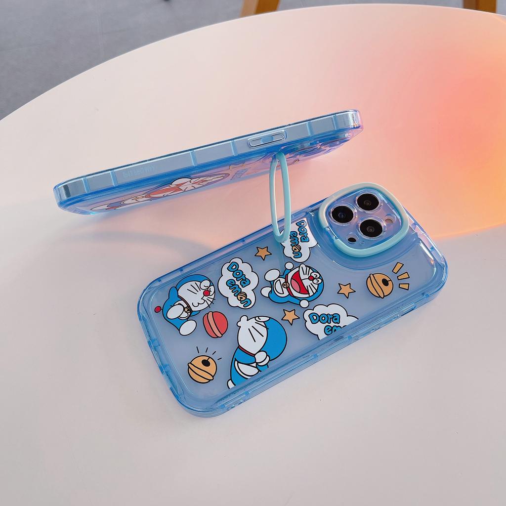 Ốp Điện Thoại Họa Tiết Doraemon Ẩn Kèm Giá Đỡ Ống Kính Dành Cho IPhone 14promax 14 13promax 13 12 11