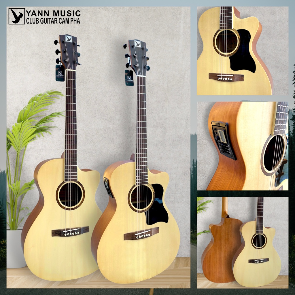 Đàn guitar Acoustic full gỗ thịt hàng Custom Yann Music Y312 mặt thông