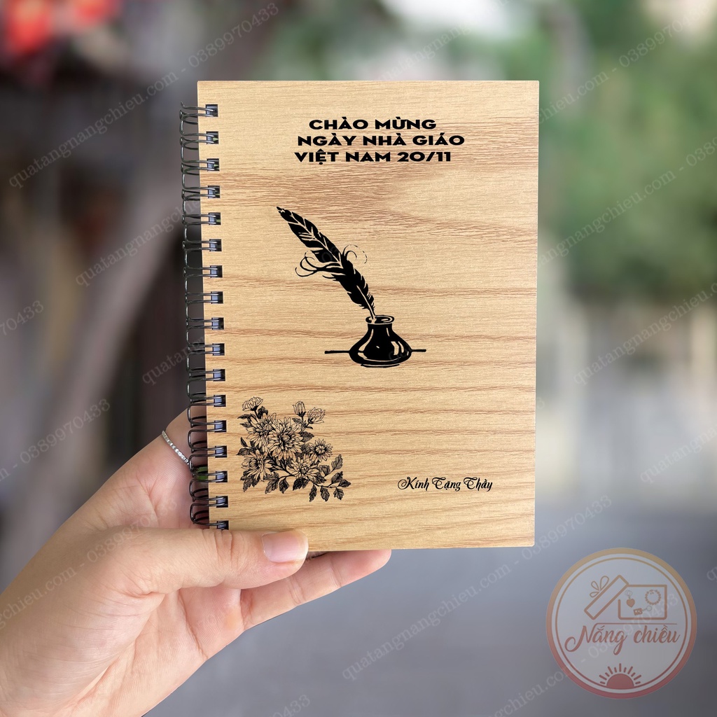 Món quà tặng ý nghĩa tri ân thầy cô ngày nhà giáo việt nam 20.11, Sổ bìa gỗ khắc theo yêu cầu