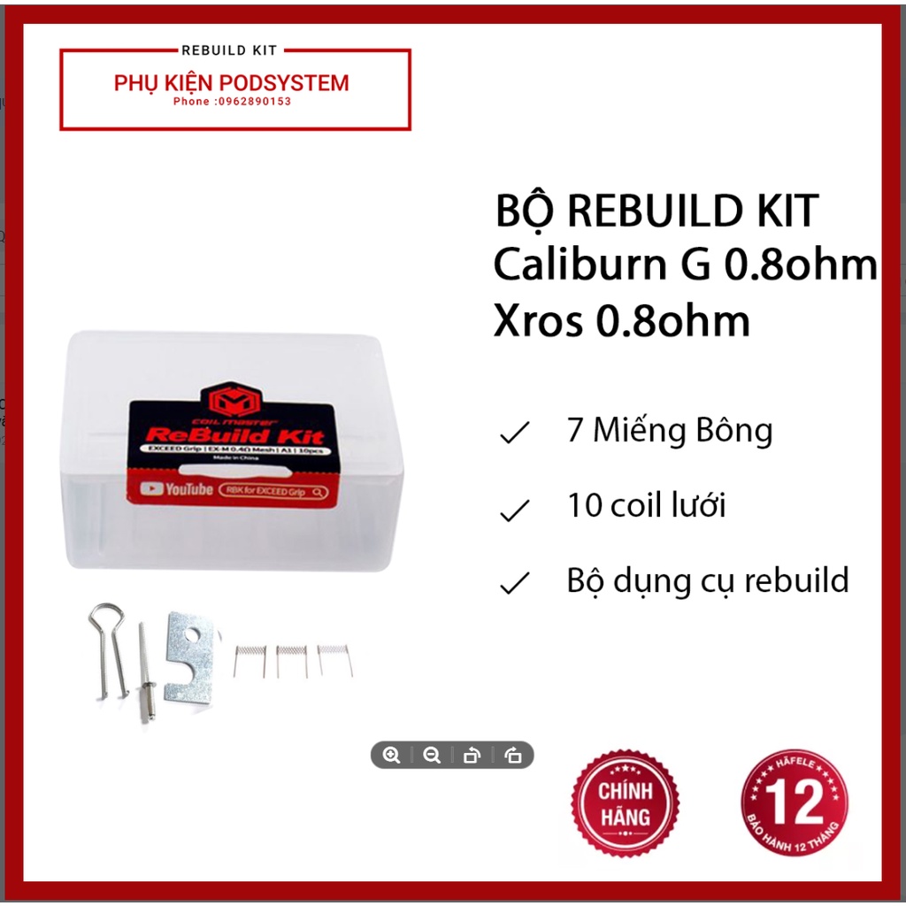 Rebuild Kit Coil Master XROS 0.8 dây dẫn thay thế XROS 0.8ohm chính