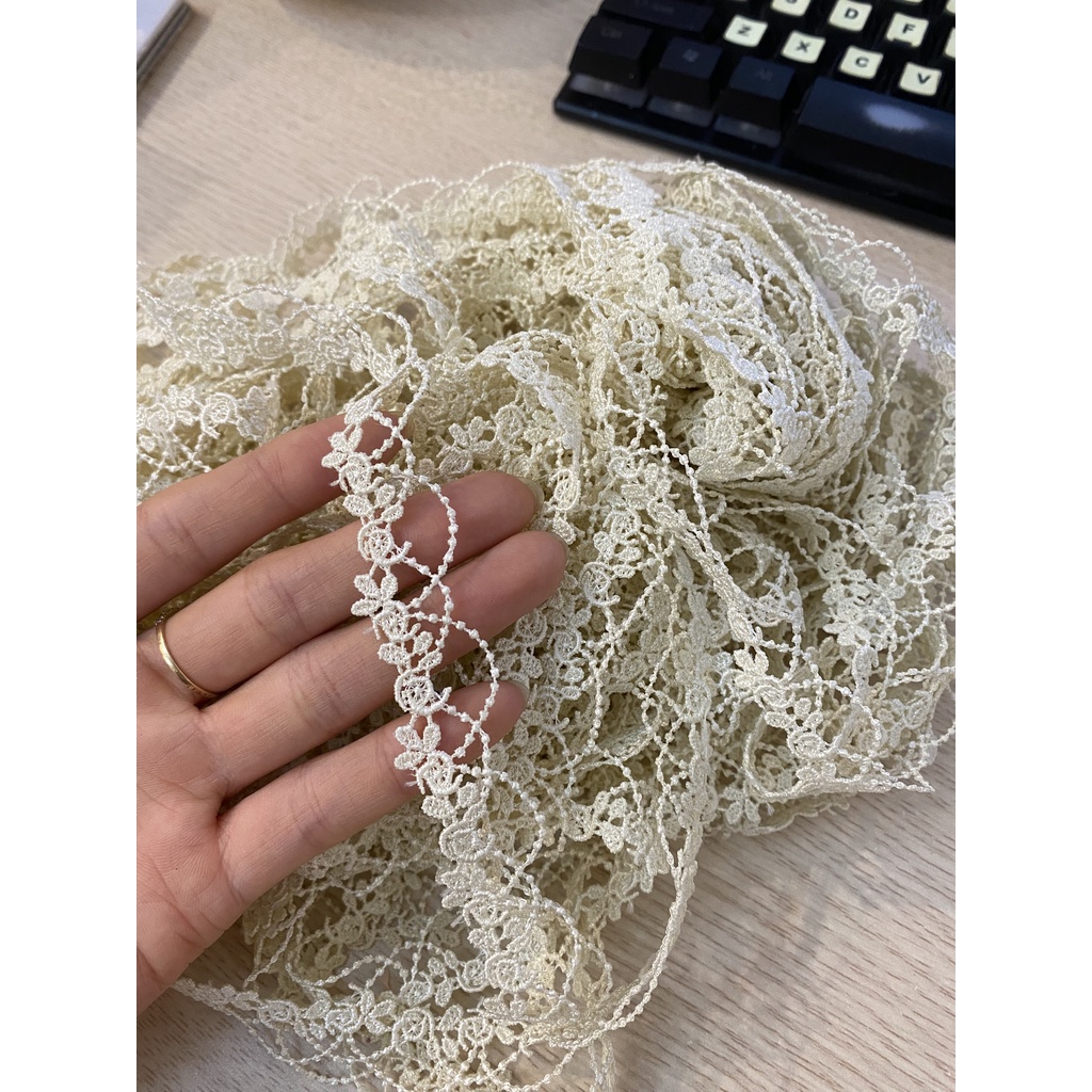⚡SỈ LẺ⚡Ren viền- ren chân thêu hình hoa hồng trang trí váy áo Lolita, làm phụ kiện handmade, DIY cho doll